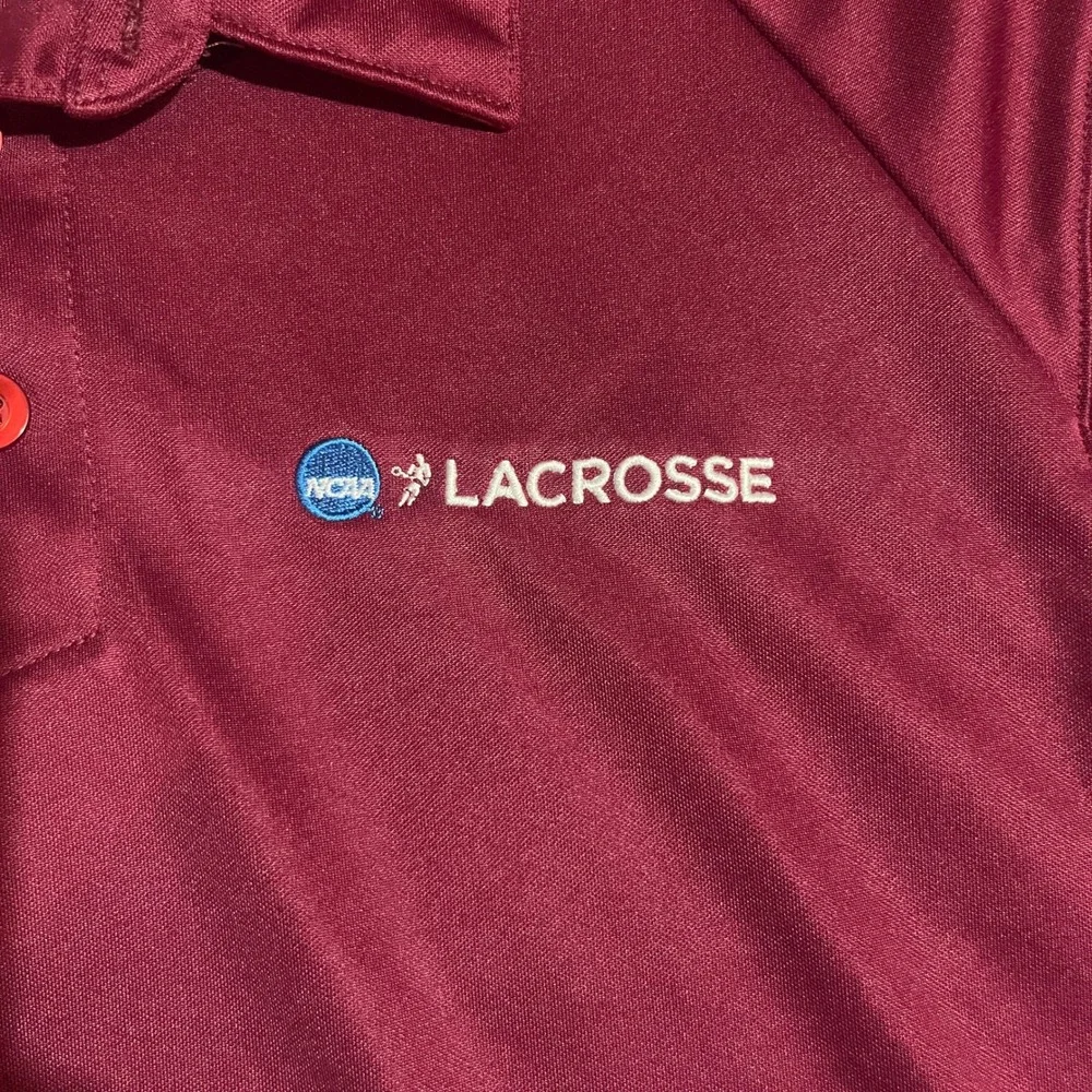 Nike Dri-FIT NCAA Lacrosse Polo Shirt Mens Large Maroon Short Sleeve‎ Athletic